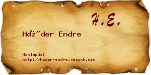 Héder Endre névjegykártya